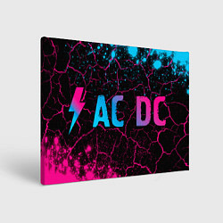 Картина прямоугольная AC DC - neon gradient: надпись и символ