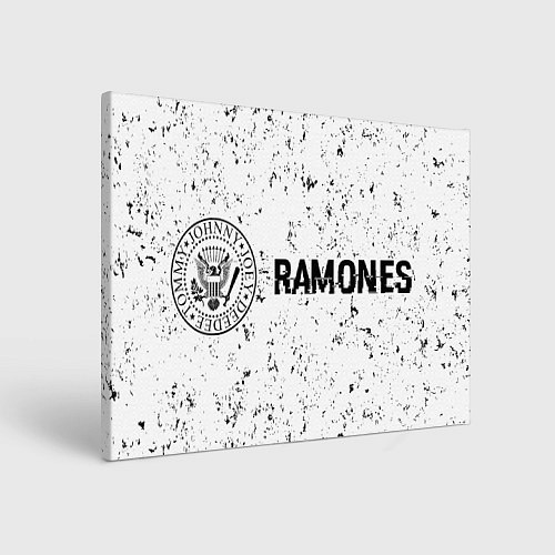 Картина прямоугольная Ramones glitch на светлом фоне: надпись и символ / 3D-принт – фото 1