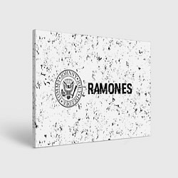 Картина прямоугольная Ramones glitch на светлом фоне: надпись и символ