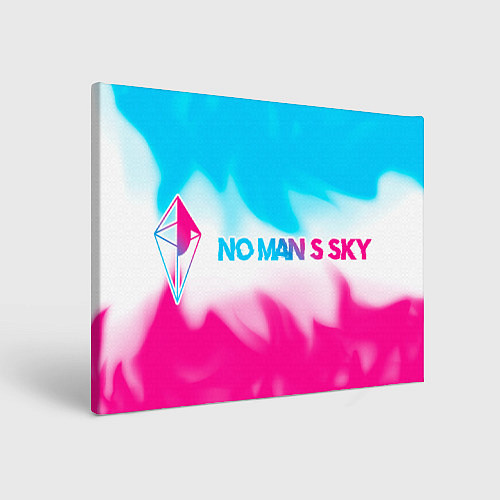 Картина прямоугольная No Mans Sky neon gradient style: надпись и символ / 3D-принт – фото 1
