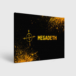 Холст прямоугольный Megadeth - gold gradient: надпись и символ, цвет: 3D-принт