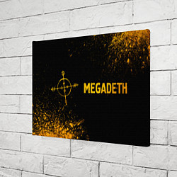 Холст прямоугольный Megadeth - gold gradient: надпись и символ, цвет: 3D-принт — фото 2