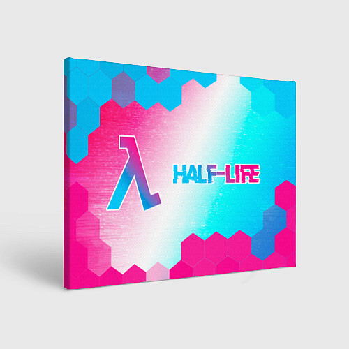 Картина прямоугольная Half-Life neon gradient style: надпись и символ / 3D-принт – фото 1