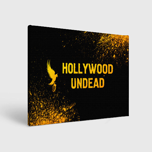 Картина прямоугольная Hollywood Undead - gold gradient: надпись и символ / 3D-принт – фото 1