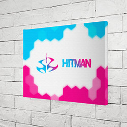 Холст прямоугольный Hitman neon gradient style: надпись и символ, цвет: 3D-принт — фото 2