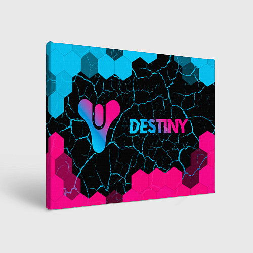 Картина прямоугольная Destiny - neon gradient: надпись и символ / 3D-принт – фото 1