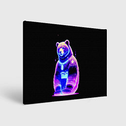Холст прямоугольный Космический светящийся мишка, цвет: 3D-принт