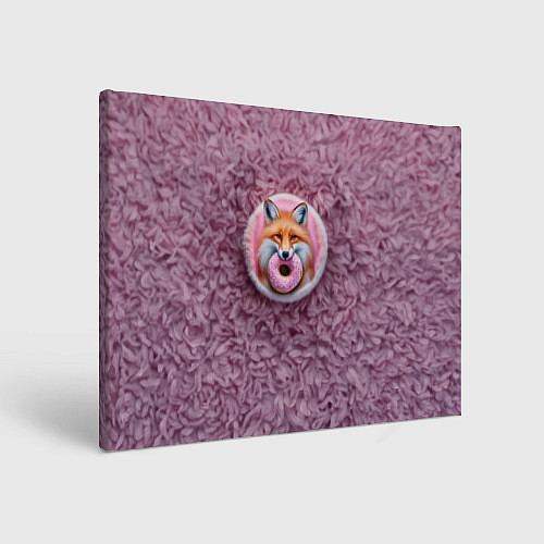 Картина прямоугольная Мордочка лисы с пончиком / 3D-принт – фото 1