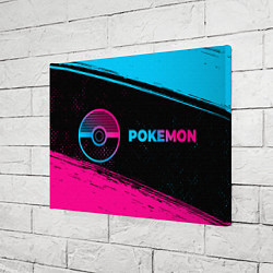 Холст прямоугольный Pokemon - neon gradient: надпись и символ, цвет: 3D-принт — фото 2