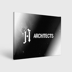 Холст прямоугольный Architects glitch на темном фоне: надпись и символ, цвет: 3D-принт