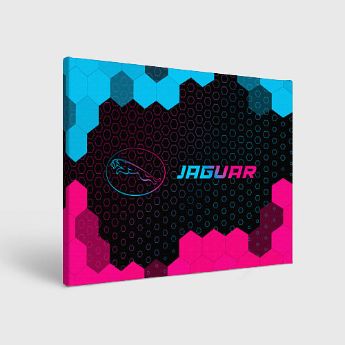 Картина прямоугольная Jaguar - neon gradient: надпись и символ / 3D-принт – фото 1