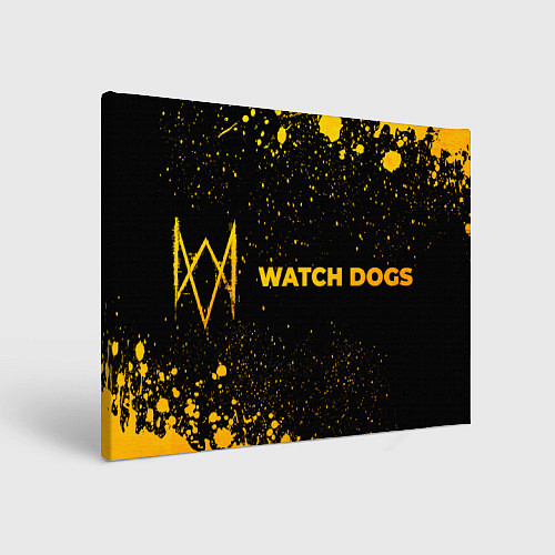 Картина прямоугольная Watch Dogs - gold gradient: надпись и символ / 3D-принт – фото 1