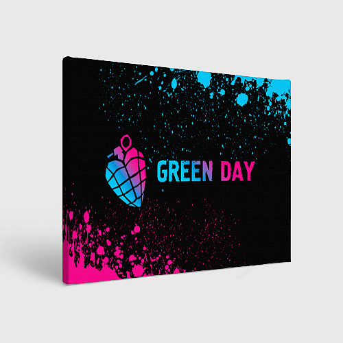 Картина прямоугольная Green Day - neon gradient: надпись и символ / 3D-принт – фото 1