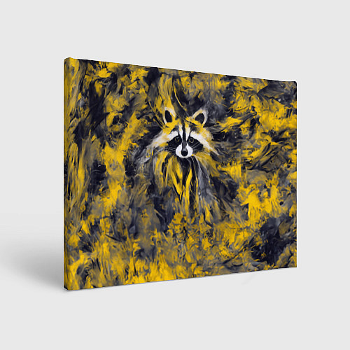 Картина прямоугольная Абстрактный желтый енот в стиле арт / 3D-принт – фото 1