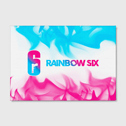 Холст прямоугольный Rainbow Six neon gradient style: надпись и символ, цвет: 3D-принт — фото 2