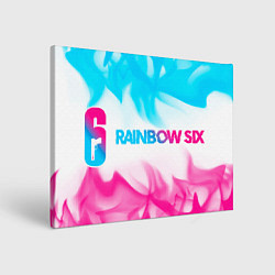 Картина прямоугольная Rainbow Six neon gradient style: надпись и символ