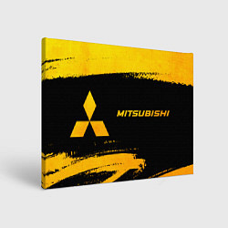 Картина прямоугольная Mitsubishi - gold gradient: надпись и символ