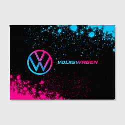 Холст прямоугольный Volkswagen - neon gradient: надпись и символ, цвет: 3D-принт — фото 2