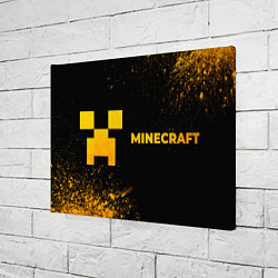 Холст прямоугольный Minecraft - gold gradient: надпись и символ, цвет: 3D-принт — фото 2