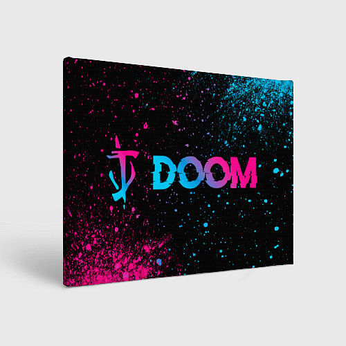 Картина прямоугольная Doom - neon gradient: надпись и символ / 3D-принт – фото 1