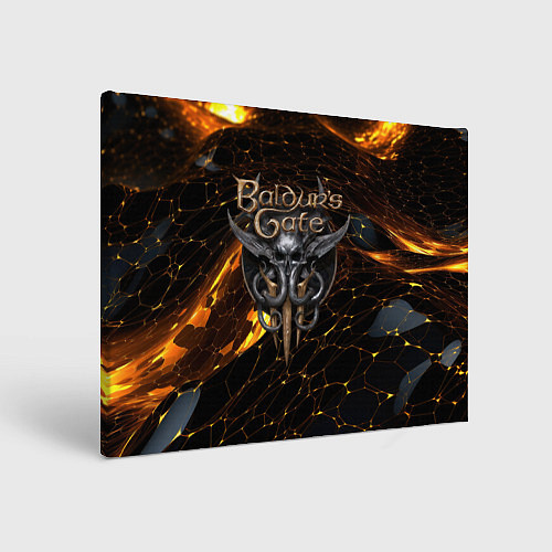 Картина прямоугольная Baldurs Gate 3 logo gold and black / 3D-принт – фото 1