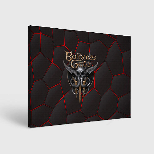 Картина прямоугольная Baldurs Gate 3 logo red black geometry / 3D-принт – фото 1
