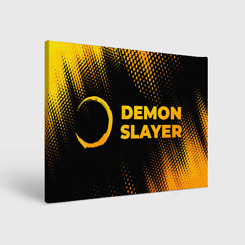 Картина прямоугольная Demon Slayer - gold gradient: надпись и символ / 3D-принт – фото 1