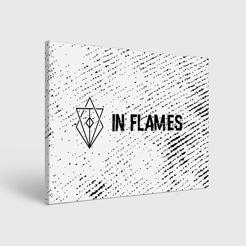 Картина прямоугольная In Flames glitch на светлом фоне: надпись и символ / 3D-принт – фото 1