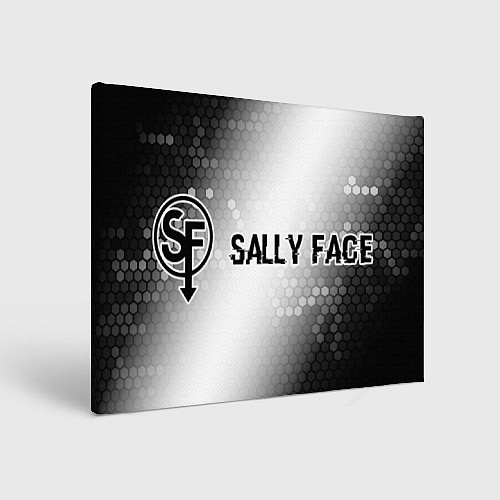 Картина прямоугольная Sally Face glitch на светлом фоне: надпись и симво / 3D-принт – фото 1