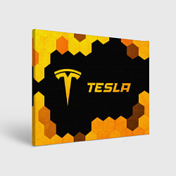 Картина прямоугольная Tesla - gold gradient: надпись и символ