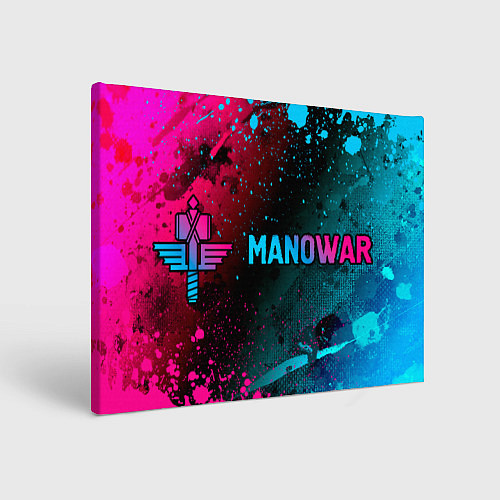 Картина прямоугольная Manowar - neon gradient: надпись и символ / 3D-принт – фото 1