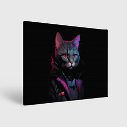 Холст прямоугольный Кот в стиле киберпанк, цвет: 3D-принт
