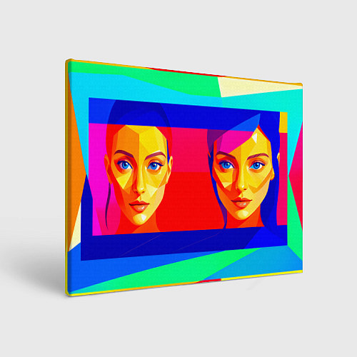 Картина прямоугольная Две голубоглазые девушки в прямоугольной рамке / 3D-принт – фото 1