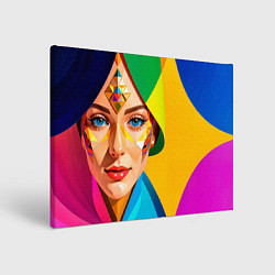 Холст прямоугольный Девушка лицо с ромбическим орнаментом, цвет: 3D-принт