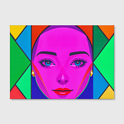 Холст прямоугольный Девушка с голубыми глазами и фиолетовым лицом, цвет: 3D-принт — фото 2