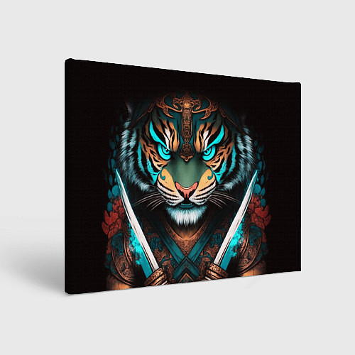 Картина прямоугольная Тигр самурай / 3D-принт – фото 1