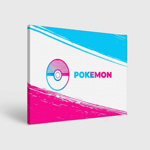 Картина прямоугольная Pokemon neon gradient style: надпись и символ / 3D-принт – фото 1