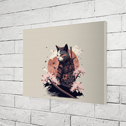 Холст прямоугольный Боевой котенок ниндзя - японская сакура, цвет: 3D-принт — фото 2