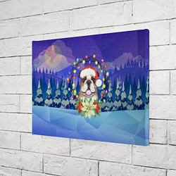Холст прямоугольный Новогодний пёс, цвет: 3D-принт — фото 2