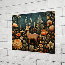 Холст прямоугольный Лесной олень в стиле фолк-арт, цвет: 3D-принт — фото 2