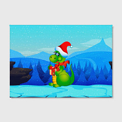 Холст прямоугольный Дракон с подарком новый год, цвет: 3D-принт — фото 2