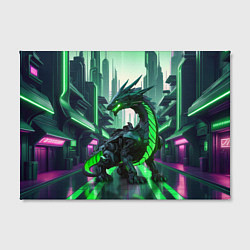 Холст прямоугольный Неоновый зеленый дракон, цвет: 3D-принт — фото 2