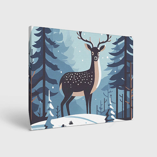 Картина прямоугольная Зимняя сказка олень в лесу / 3D-принт – фото 1