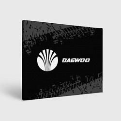 Холст прямоугольный Daewoo speed на темном фоне со следами шин по-гори, цвет: 3D-принт