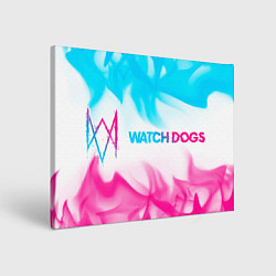 Холст прямоугольный Watch Dogs neon gradient style по-горизонтали, цвет: 3D-принт