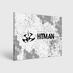Холст прямоугольный Hitman glitch на светлом фоне по-горизонтали, цвет: 3D-принт