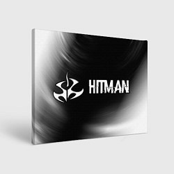 Холст прямоугольный Hitman glitch на темном фоне по-горизонтали, цвет: 3D-принт