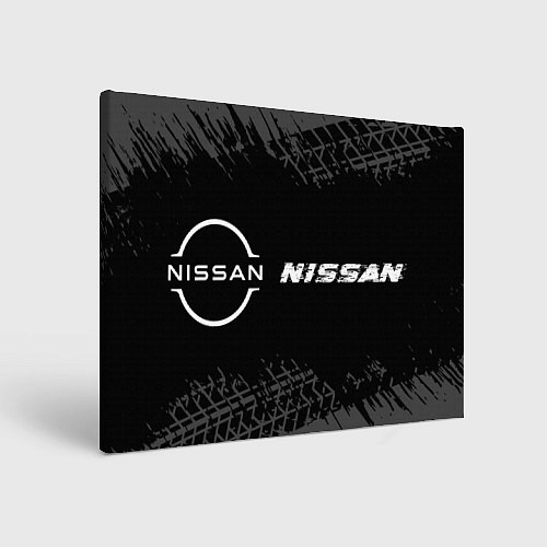 Картина прямоугольная Nissan speed на темном фоне со следами шин по-гори / 3D-принт – фото 1