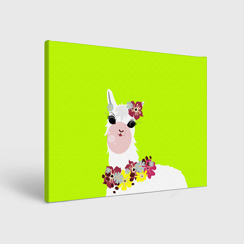 Картина прямоугольная Лама - альпака в венке / 3D-принт – фото 1