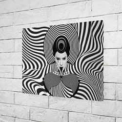 Холст прямоугольный Чёрно белый портрет девушки оптическая иллюзия, цвет: 3D-принт — фото 2